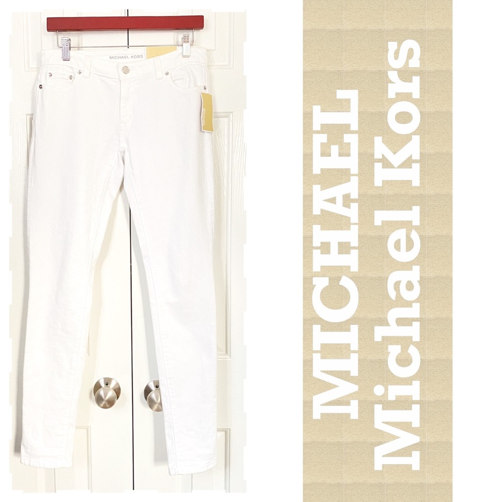 MICHAEL Kors white denim stretch skinny jeans 2